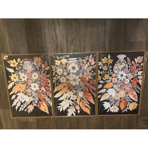 Set of 3 Framed Floral Vase Wall Art Prints Boho Botanical Decor - Picture 4 of 6
